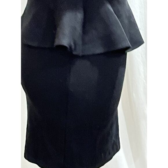 Alice + Olivia Black Drury Petal Round Neck Peplum Sheath Zip Closure Work Dress - Picture 12 of 13